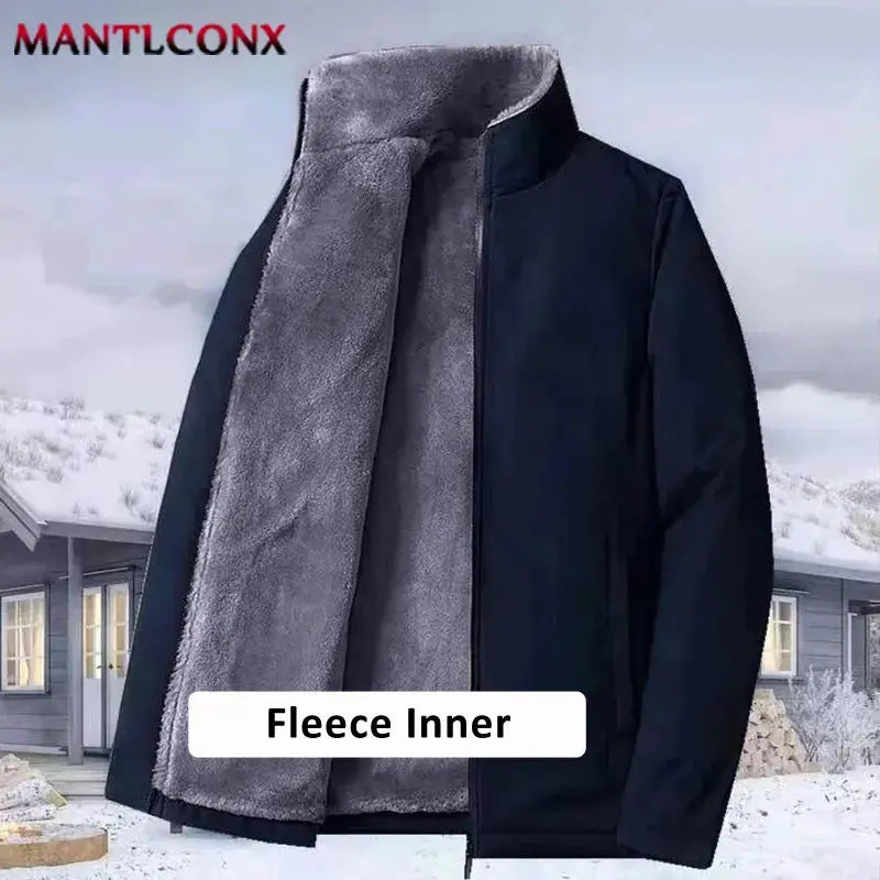 Winter Men's Windproof Parka Coat with Thick Fleece Lining Liograft