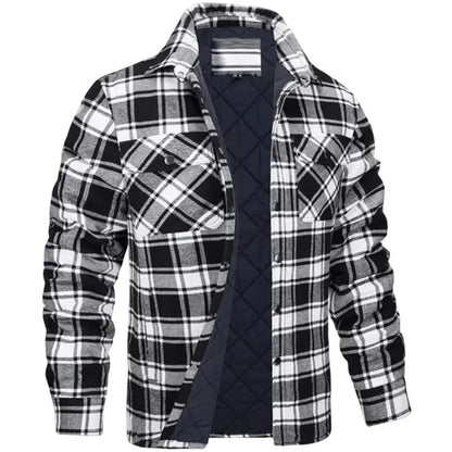 Winter Plaid Cotton Jacket for Men - Plus Size Quilted Lined Flannel Shirt Liograft