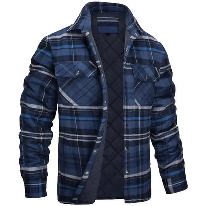 Winter Plaid Cotton Jacket for Men - Plus Size Quilted Lined Flannel Shirt Liograft