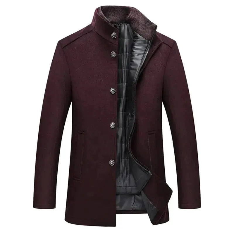 Winter Warm Wool Blend Men's Parka Jacket with Adjustable Vest Liograft