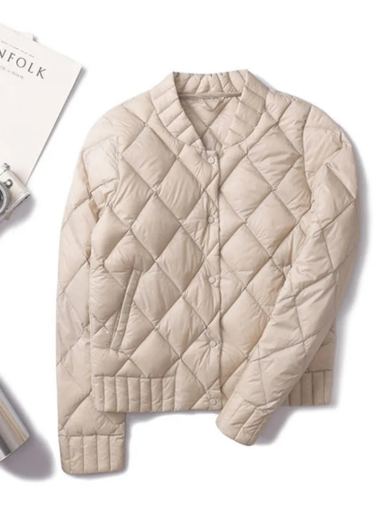 Winter White Duck Down Jacket with Slim Design Liograft