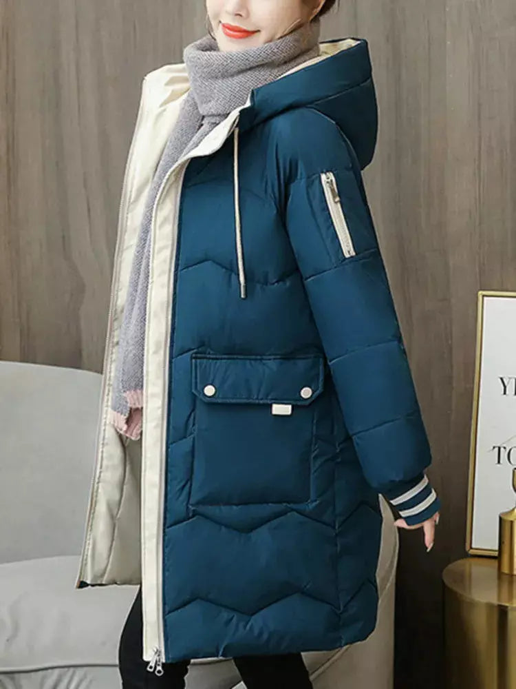 Winter Women's Long Hooded Parka Jacket with Down Cotton Lining - Premium  from Liograft - Just $49.95! Shop now at Liograft