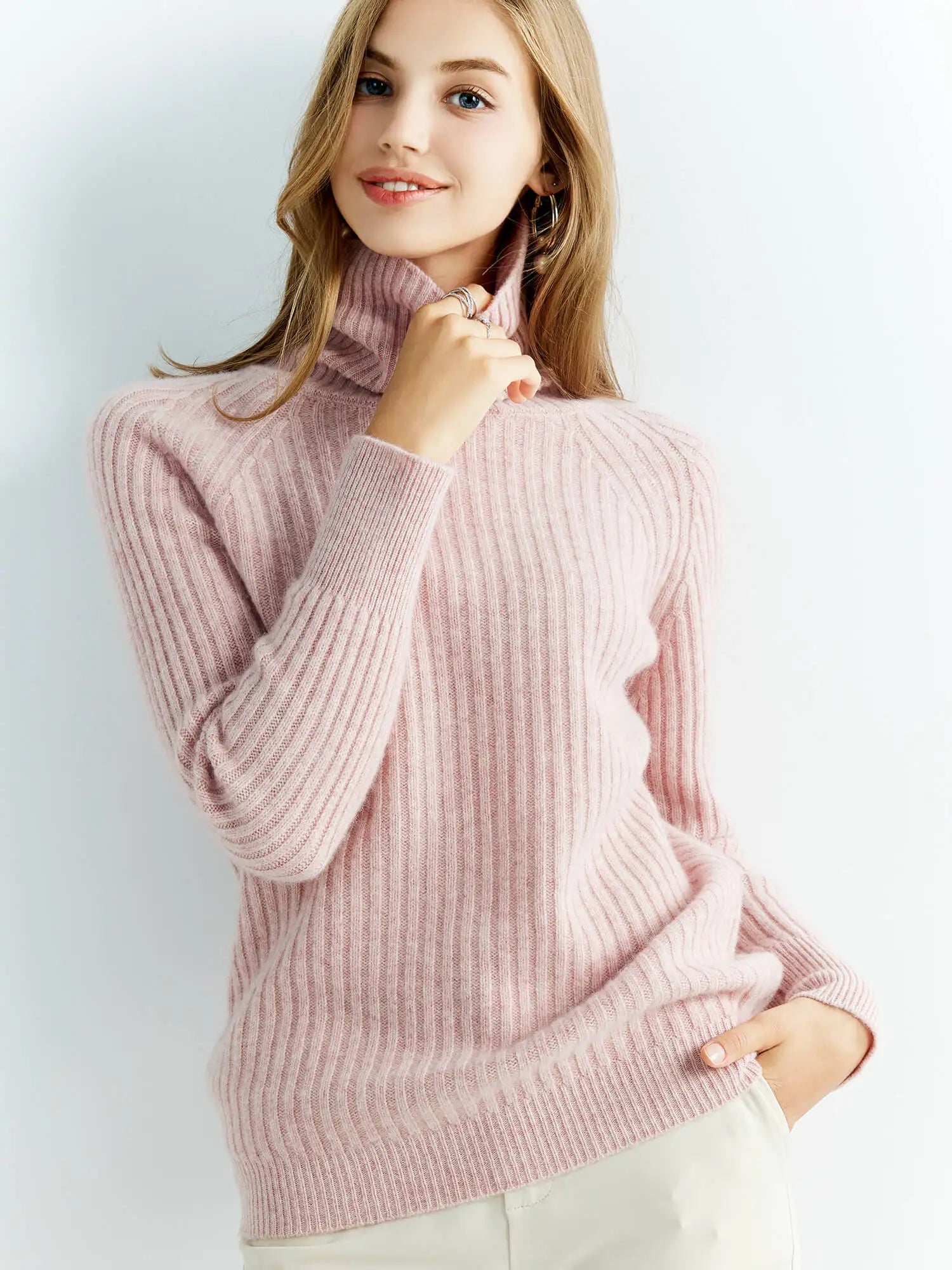 Women's 100% Merino Wool Turtleneck Cashmere Sweater Liograft