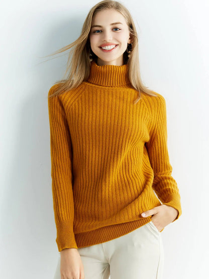 Women's 100% Merino Wool Turtleneck Cashmere Sweater Liograft