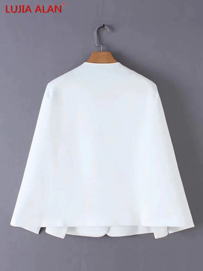 Women's Black and White Split Design Cloak Coat - Premium  from Liograft - Just $31.95! Shop now at Liograft