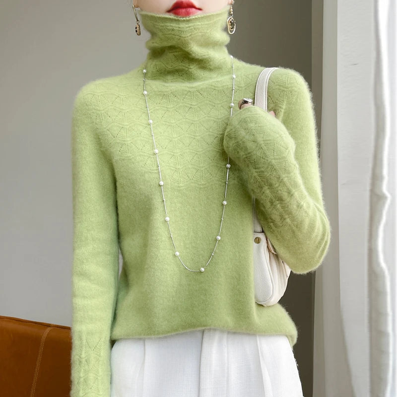 Women's Elegant High Neck Merino Wool Sweater - Autumn & Winter Fashion Liograft