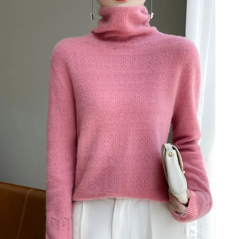 Women's High-Collar 100% Merino Wool Sweater Liograft