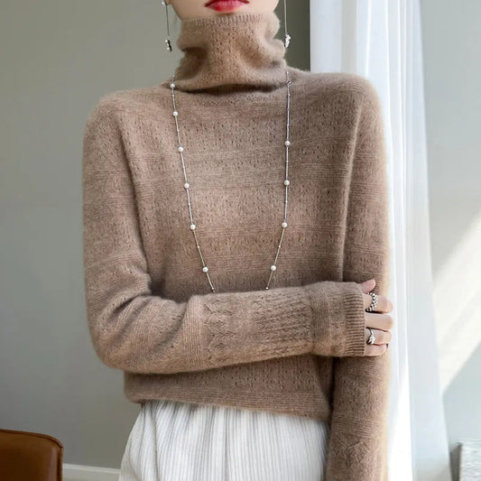 Women's High-Collar 100% Merino Wool Sweater Liograft