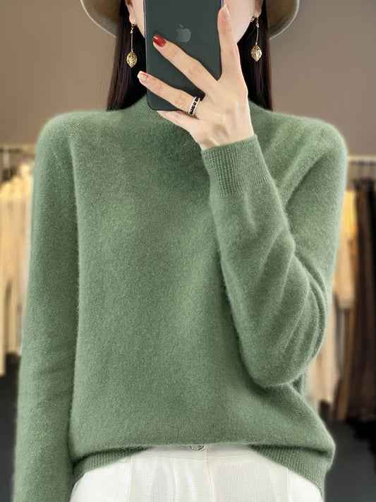 Women's Luxury 100% Merino Wool Turtleneck Sweater Liograft