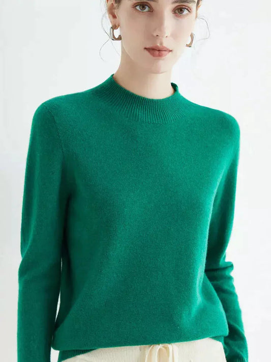 Women's Merino Wool Mock-neck Pullover Sweater for Autumn/Winter Liograft