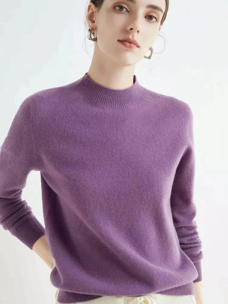 Women's Merino Wool Mock-neck Pullover Sweater for Autumn/Winter - Premium  from Liograft - Just $34.95! Shop now at Liograft