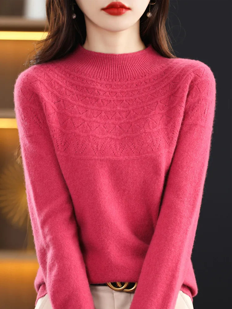 Women's Mock Neck Merino Wool Sweater Liograft