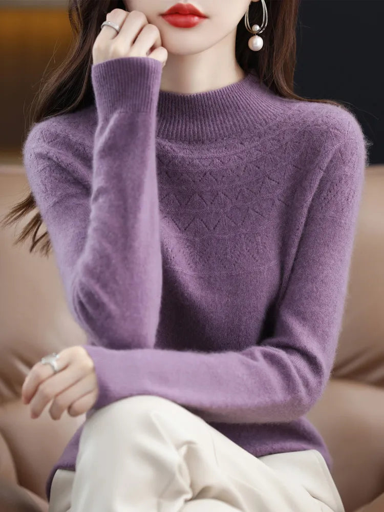 Women's Mock Neck Merino Wool Sweater Liograft