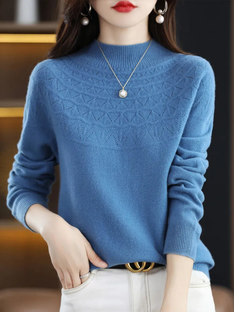 Women's Mock Neck Merino Wool Sweater - Premium  from Liograft - Just $40.95! Shop now at Liograft