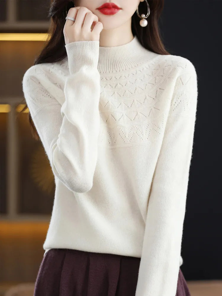 Women's Mock Neck Merino Wool Sweater Liograft