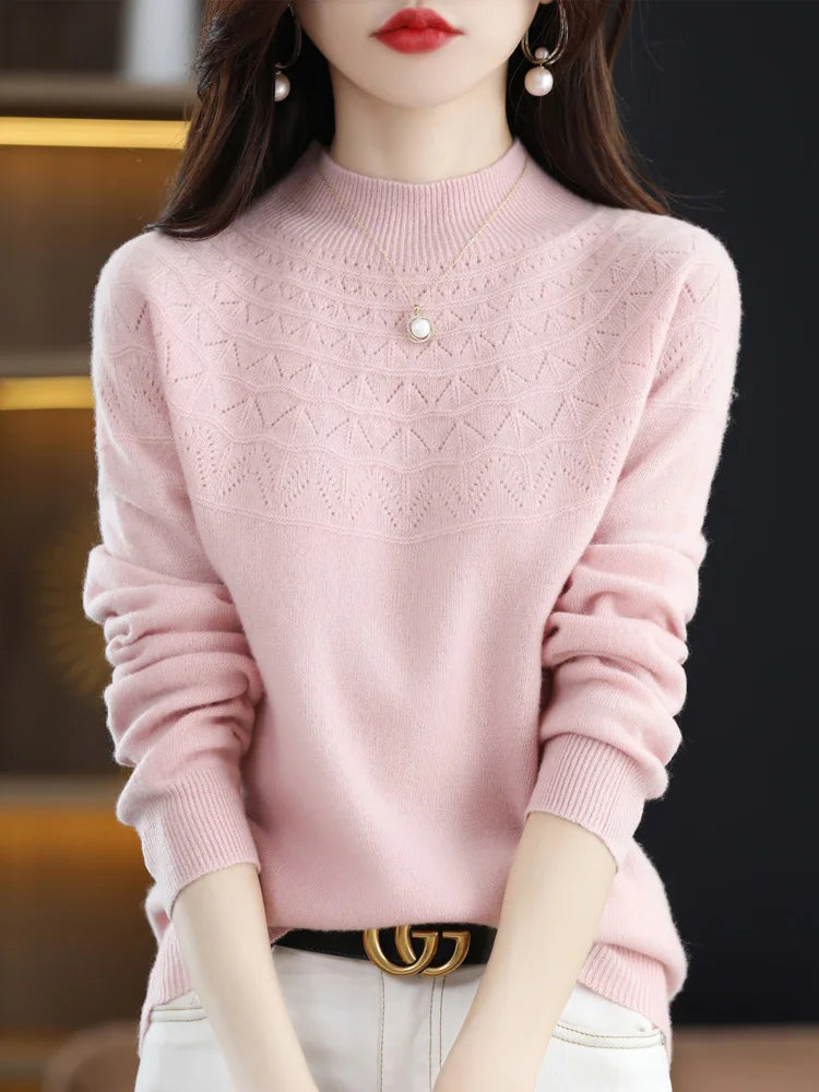 Women's Mock Neck Merino Wool Sweater Liograft