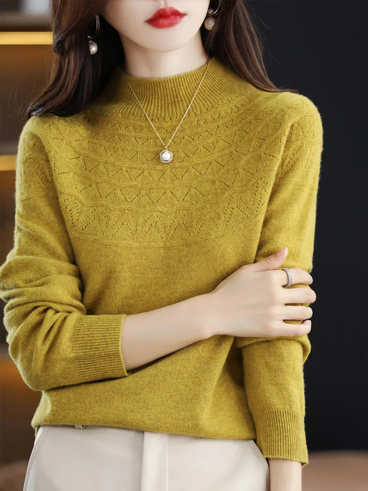 Women's Mock Neck Merino Wool Sweater Liograft