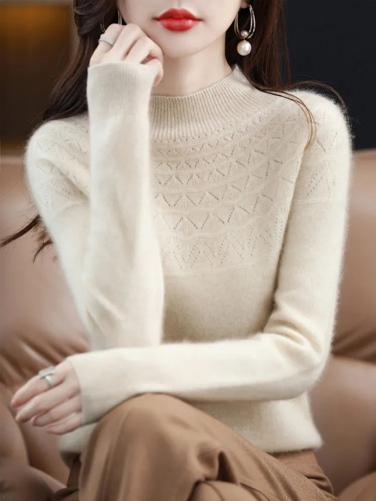 Women's Mock Neck Merino Wool Sweater Liograft