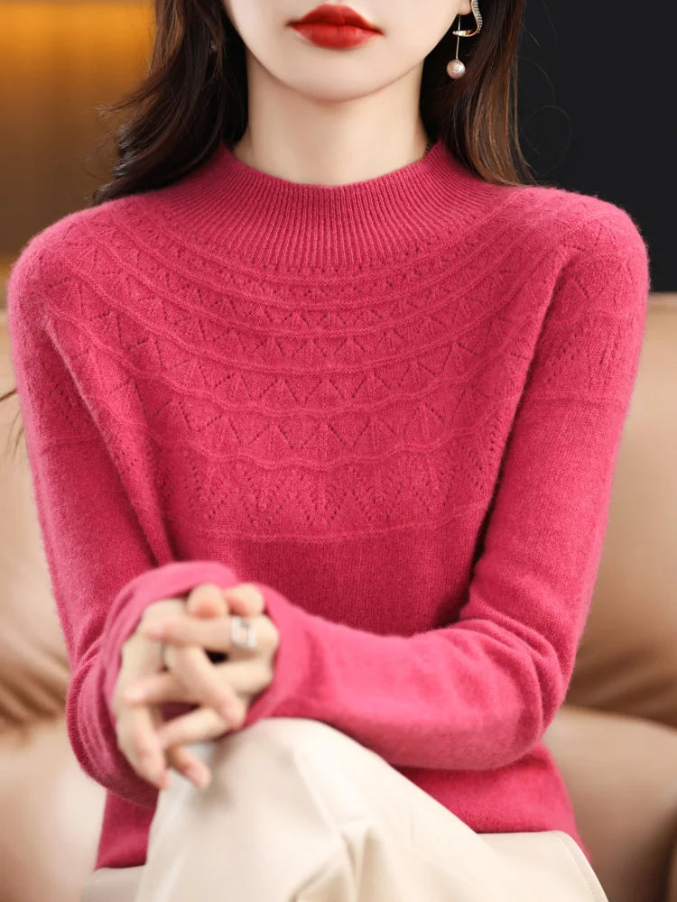 Women's Mock Neck Merino Wool Sweater Liograft