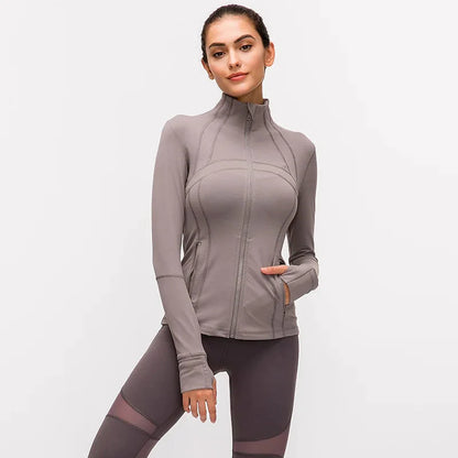 Women's Nylon Stretch Zipper Running Jacket with Long Sleeves - Premium  from Liograft - Just $84.95! Shop now at Liograft