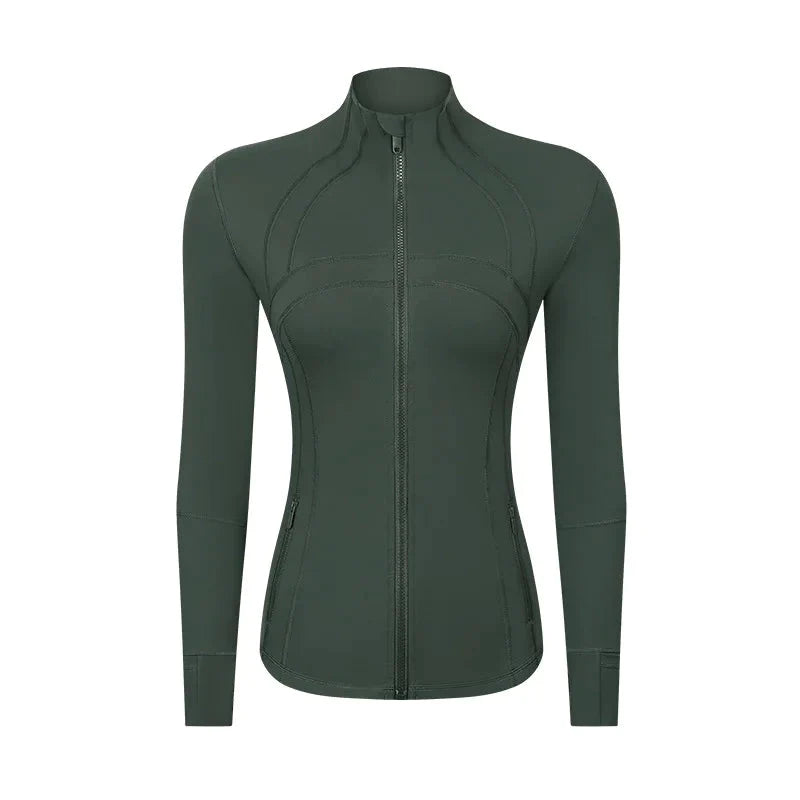 Women's Nylon Stretch Zipper Running Jacket with Long Sleeves Liograft