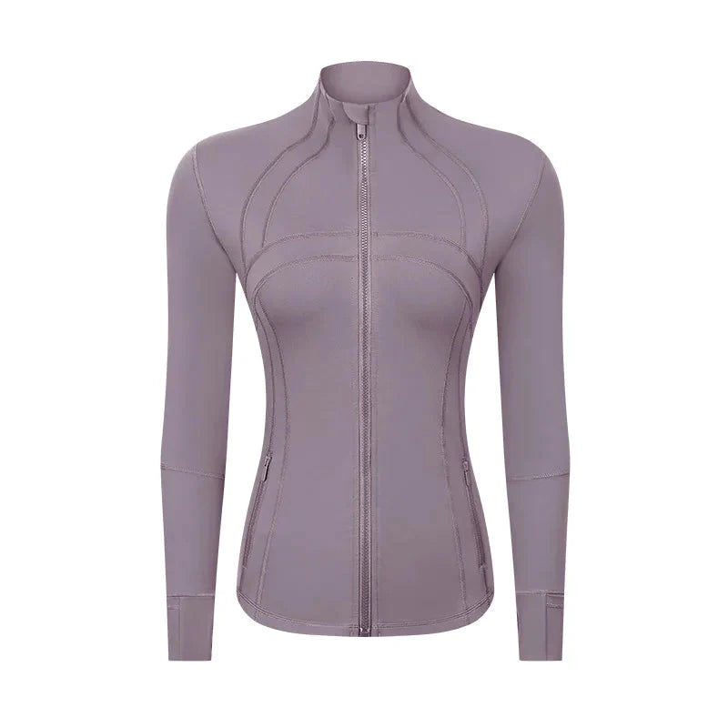 Women's Nylon Stretch Zipper Running Jacket with Long Sleeves Liograft