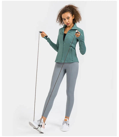 Women's Nylon Stretch Zipper Running Jacket with Long Sleeves - Premium  from Liograft - Just $84.95! Shop now at Liograft