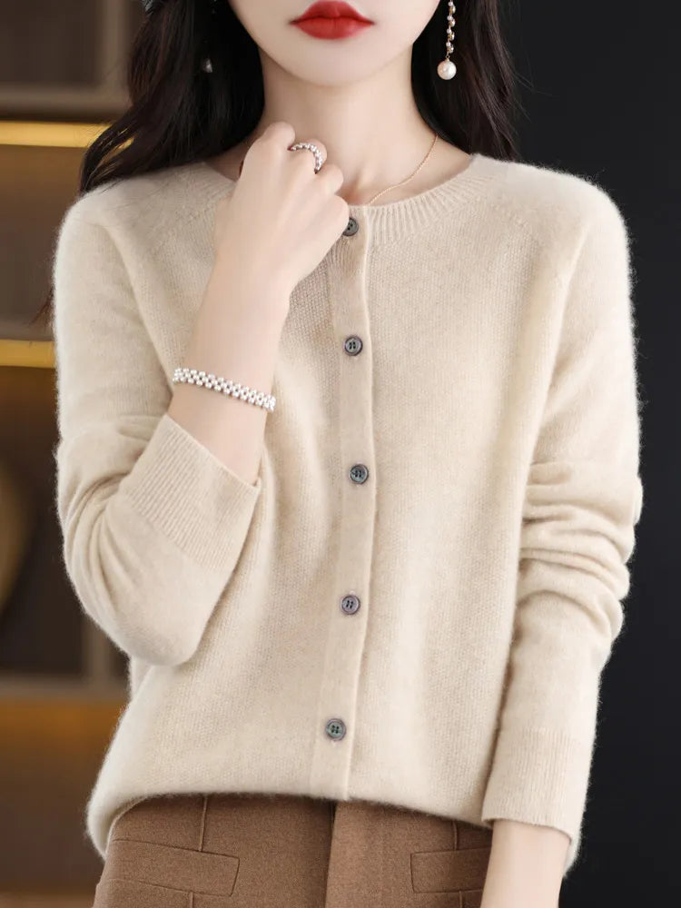 Women's Pure Merino Wool Turtleneck Cardigan Sweater - Premium  from Liograft - Just $40.95! Shop now at Liograft