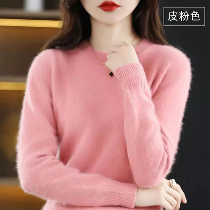 Women's Pure Mink Fleece Sweater with Round Neck Liograft