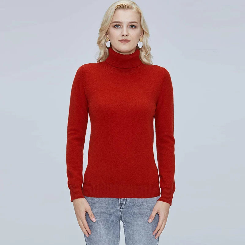 Women's Soft and Warm Merino Wool Turtleneck Sweater - Cozy Knitted Pullover - Premium  from Liograft - Just $55.95! Shop now at Liograft