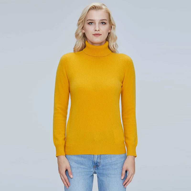 Women's Soft and Warm Merino Wool Turtleneck Sweater - Cozy Knitted Pullover Liograft