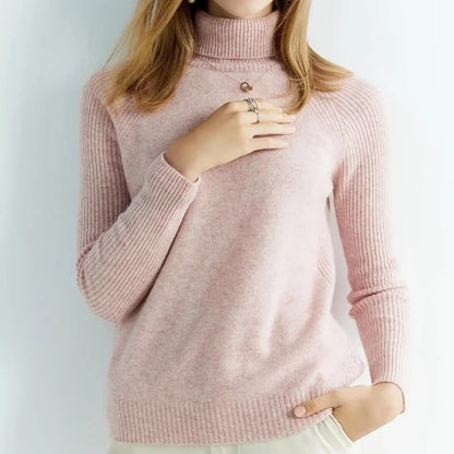 Women's Stylish 100% Merino Wool Turtleneck Sweater Liograft