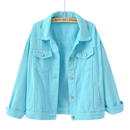Women's Stylish Denim Jacket with Button Closure - Spring/Autumn Collection - Premium  from Liograft - Just $48.95! Shop now at Liograft