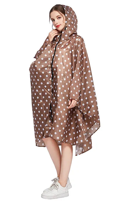 Women's Stylish Waterproof Rain Poncho Coloful Print Raincoat with Hood and Zipper - Premium  from Liograft - Just $37.95! Shop now at Liograft