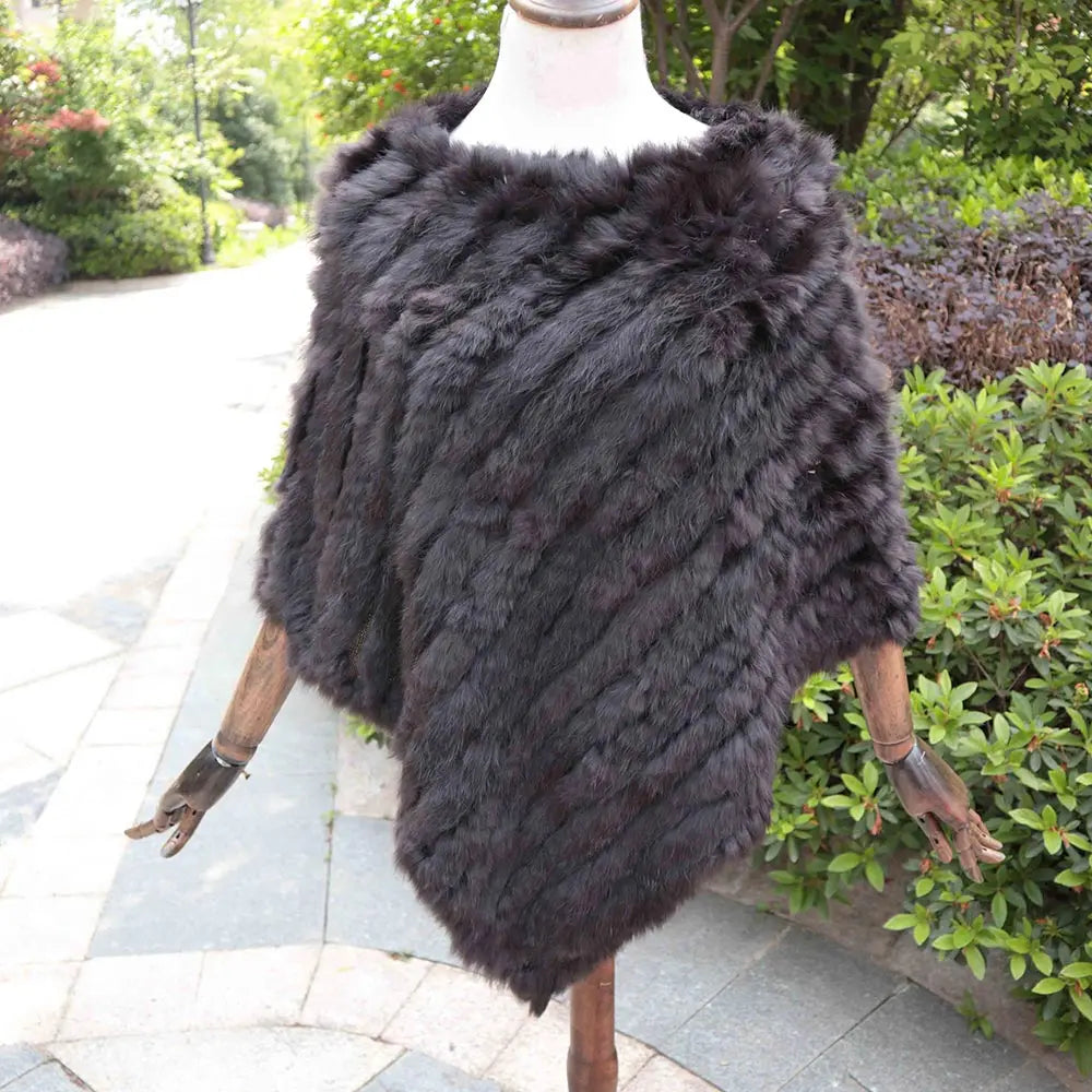 ZDFURS * Winter Hot Sale Knitted Natural rabbit fur Poncho Fashion Rabbit Fur Shawl Genuine Rabbit Fur warps Women  Fur Poncho - Premium  from Liograft - Just $38.95! Shop now at Liograft